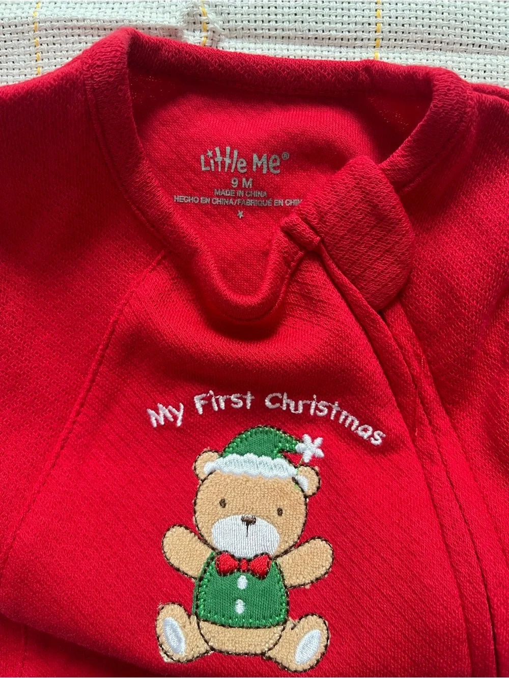 Little Me Red 'My First Christmas' Footed One-Piece